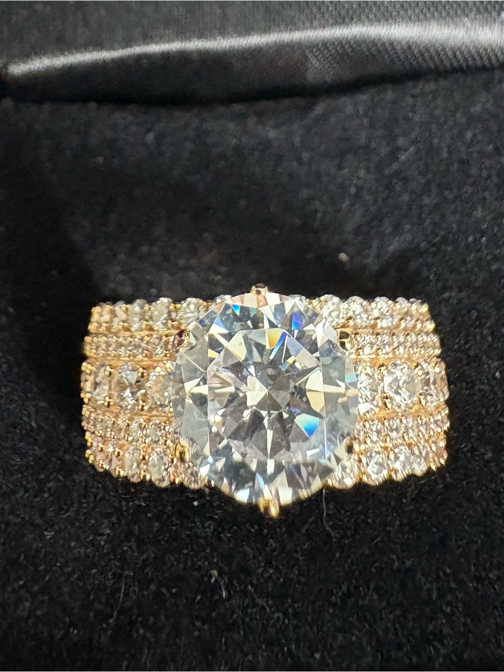Victoria Wieck Gold-Tone Ring with Large Clear Center Stone and Clear Accents